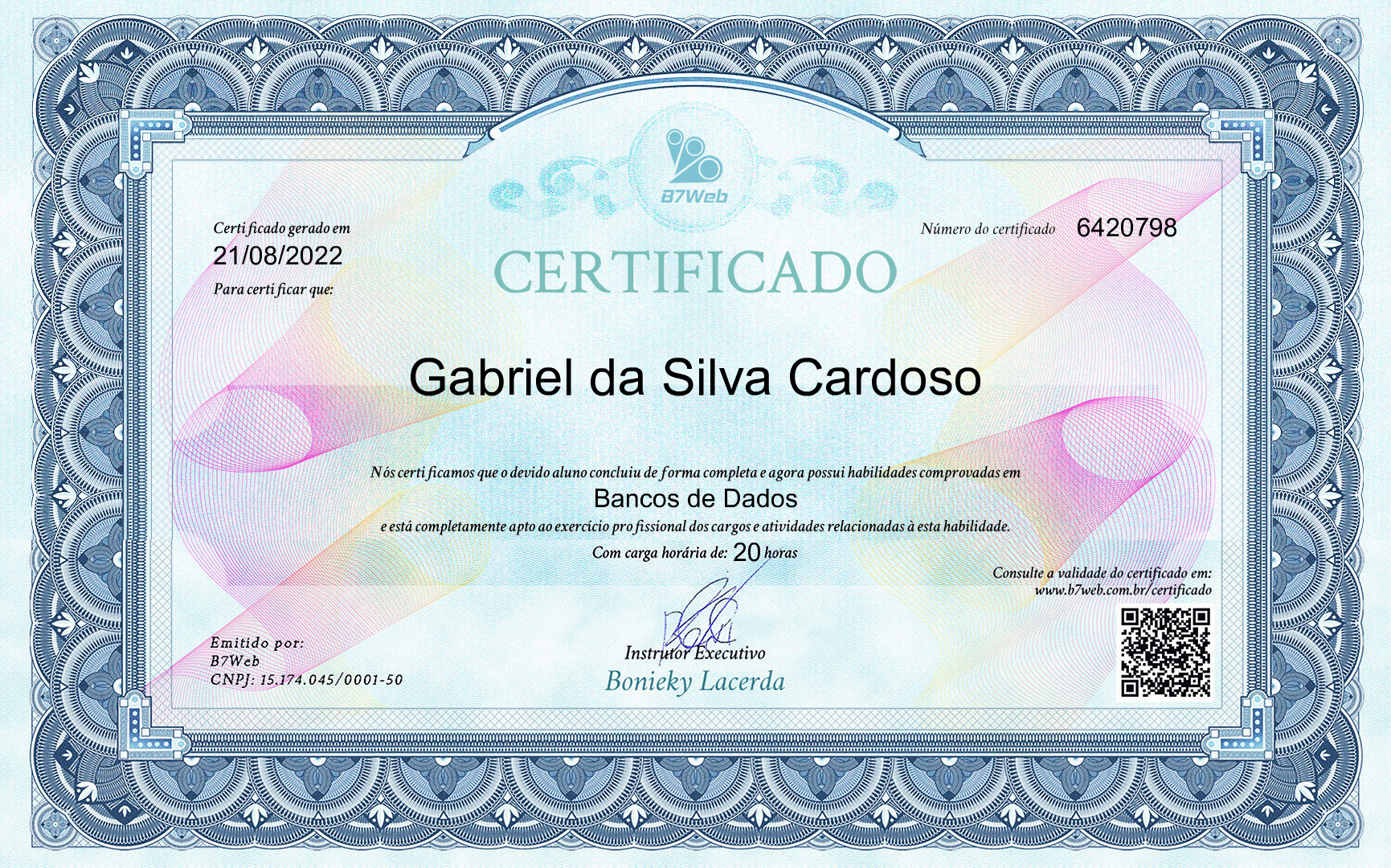 Certificado Banco de Dados